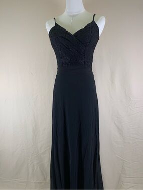 Vanessa Scott Black Lace Bodice Maxi Dress NWT Made In Italy